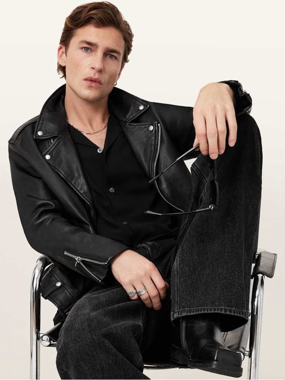 AllSaints Black Leather MILO  BIKER JACKET.Brand New without tag